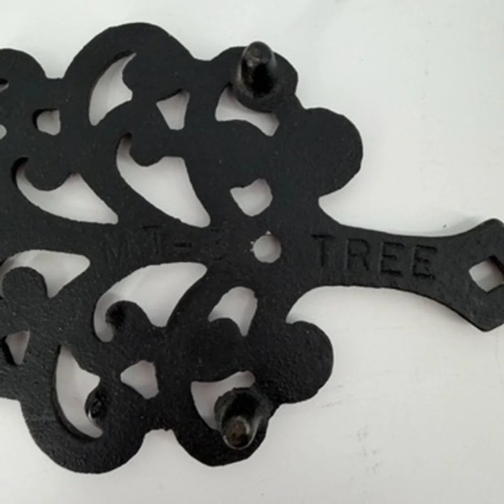 Vintage Black Cast Iron Trivet Set 5pc Pennsylvania Dutch Folk Art MT Series